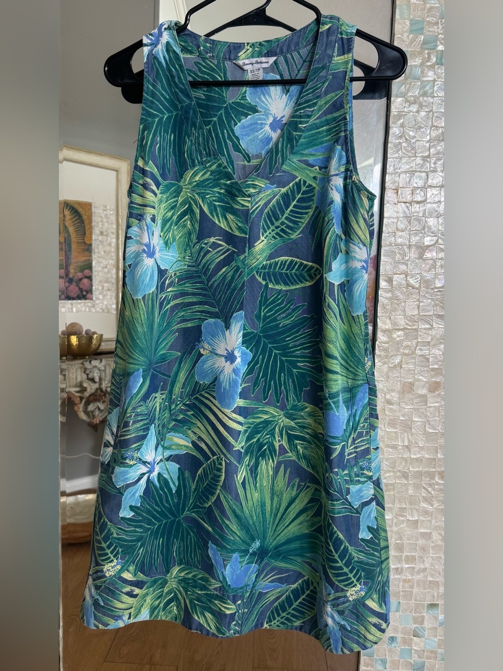 Tommy Bahama Blue & Green Tropical Midi Dress